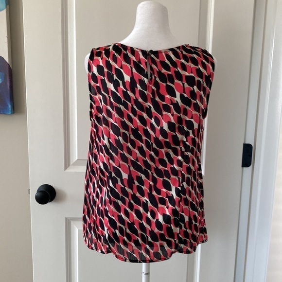 Kasper medium petite sleeveless blouse black pink tan - Picture 6 of 10